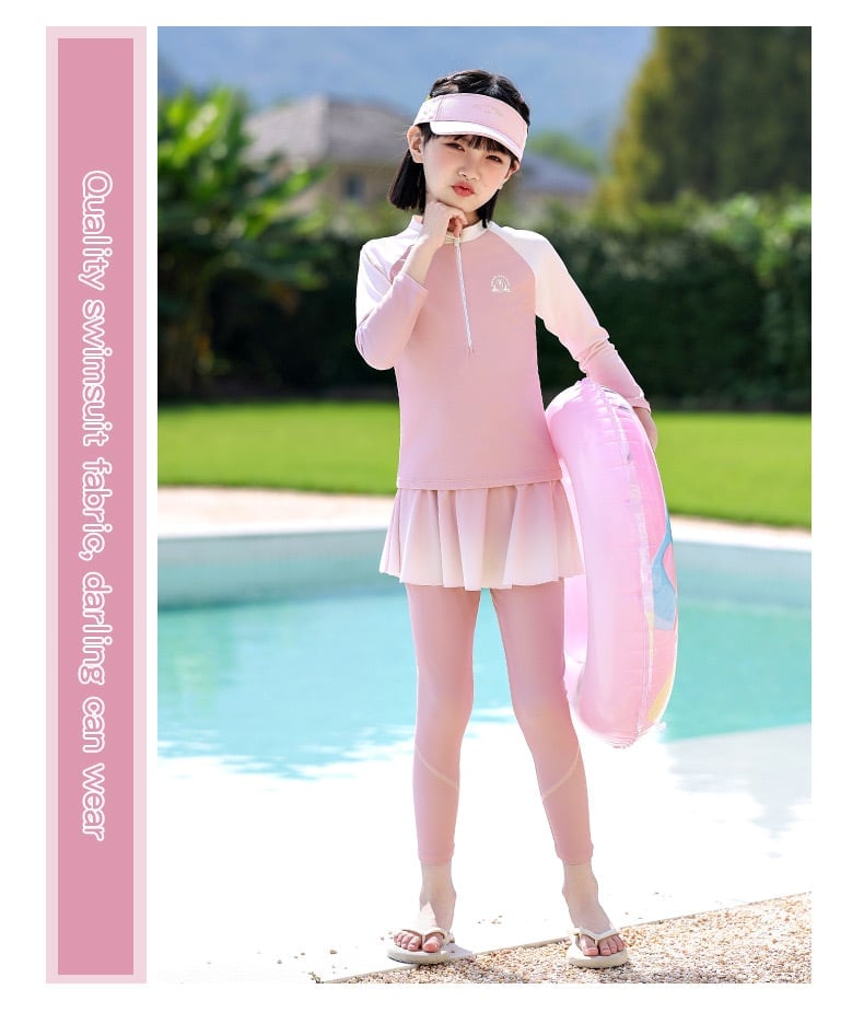 YY5604 - Bộ bơi YUKE chống nắng dài tay + quần dài bé gái size XL-6XL