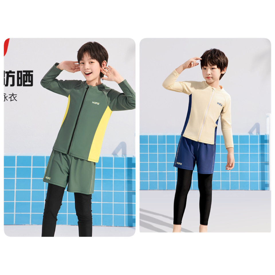 YY2458 - Bộ bơi 2ct YUKE dài tay chống nắng + quần dài HOPE 2 màu cho bé size XL-6XL (120-170)