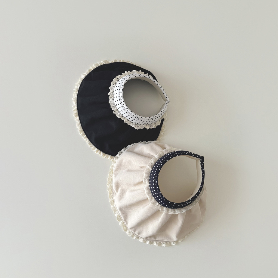 Mũ Ohaier bờm vành chống nắng 2 màu đen/be bé gái size 3-7y