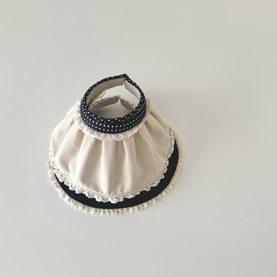 Mũ Ohaier bờm vành chống nắng 2 màu đen/be bé gái size 3-7y