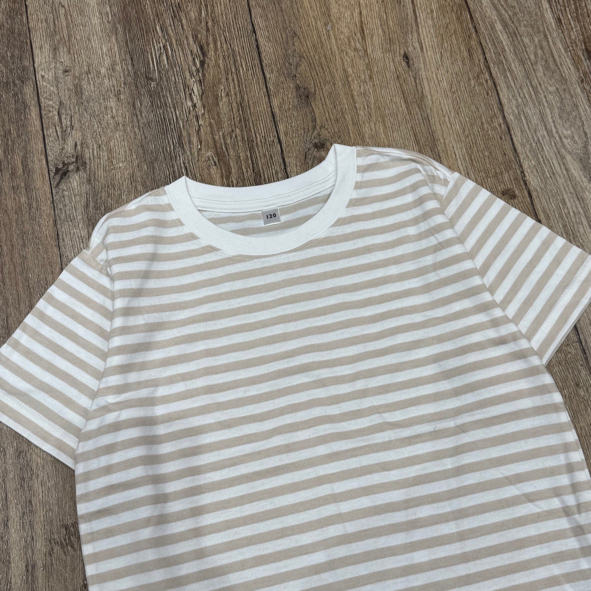 XH25 - Áo cotton Muji cộc tay kẻ nhiều màu cho bé size 110-150