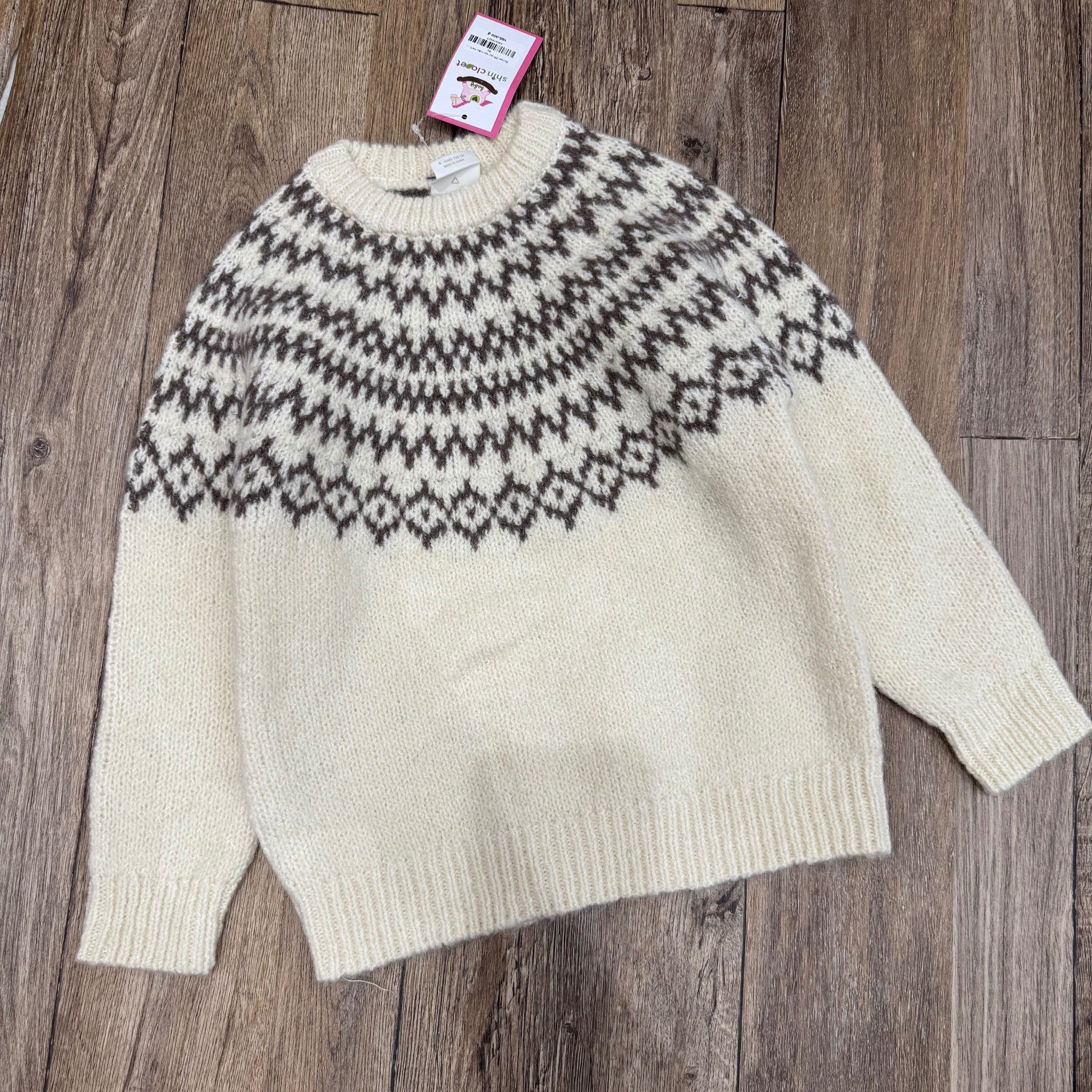 Áo len ZR dư xịn màu kem thổ cẩm cho bé size 2-6y