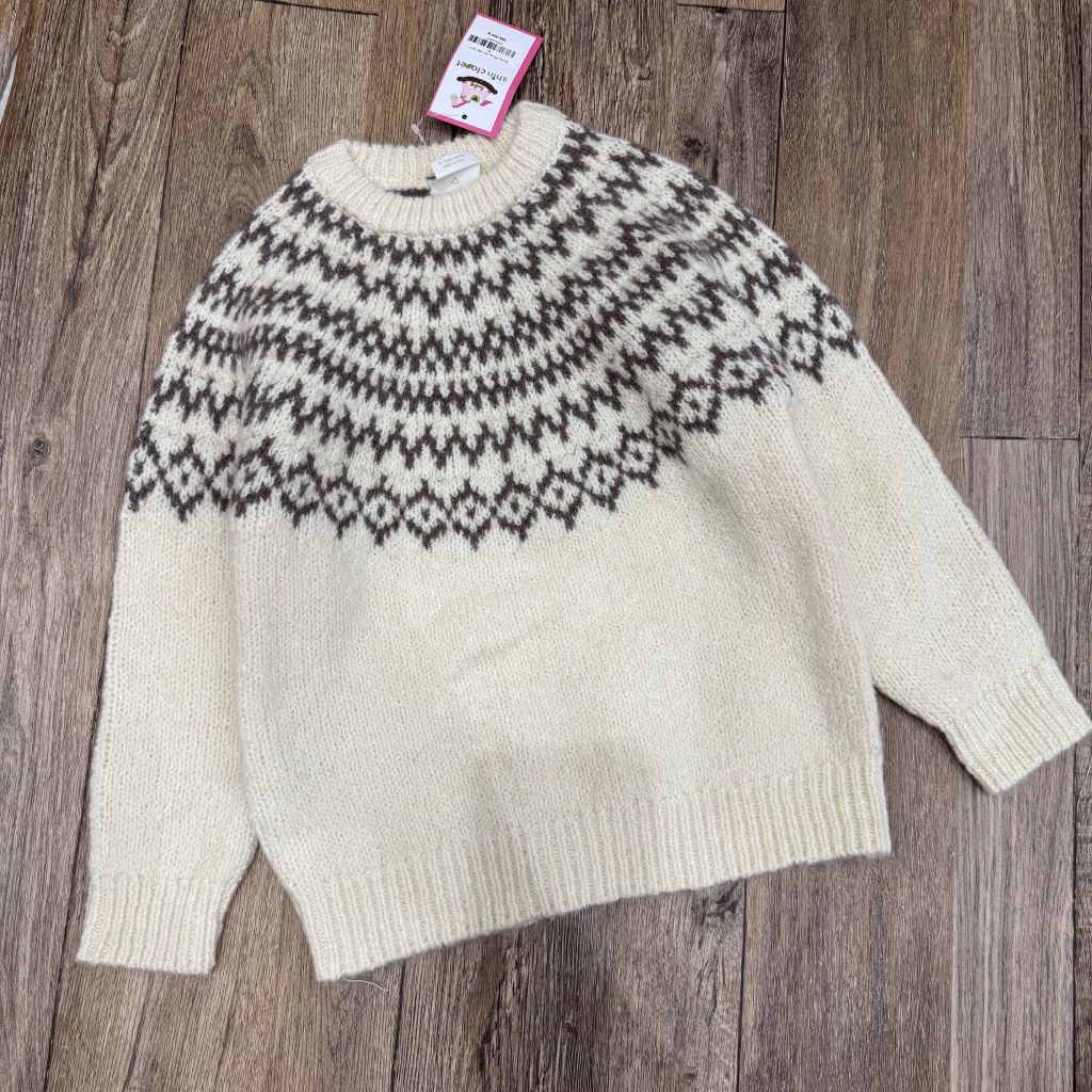 Áo len ZR dư xịn màu kem thổ cẩm cho bé size 2-6y