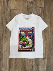 Áo cotton Marvel trắng họa tiết siêu anh hùng bé trai size 4-12y