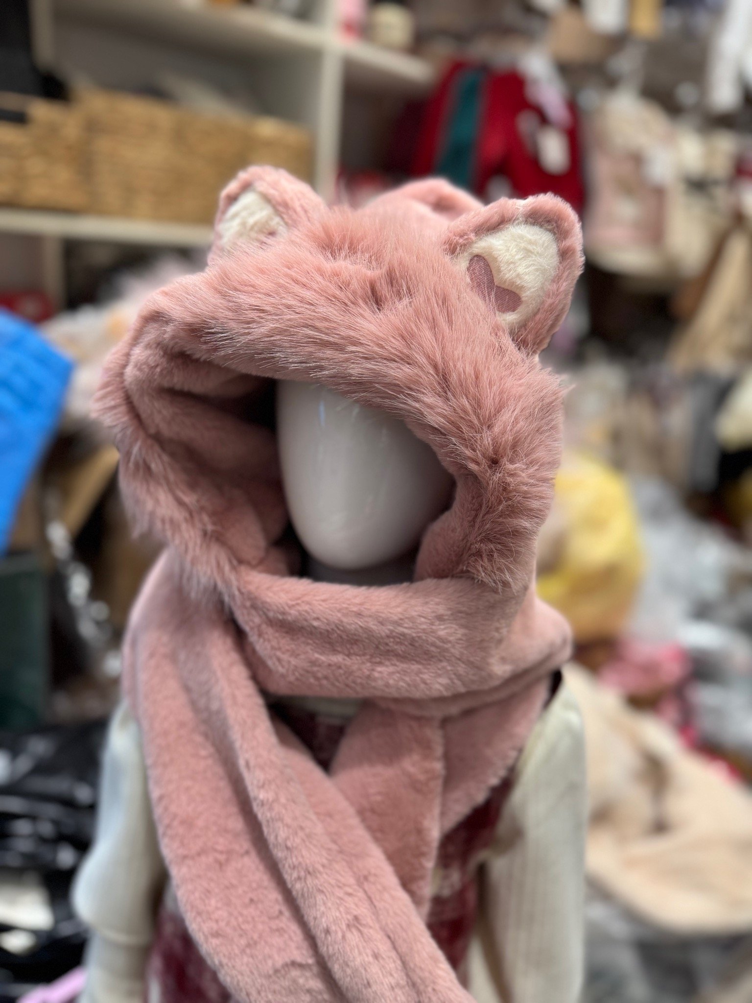 Mũ lông chùm liền khăn dài và chụp tay nhiều mẫu dòng đại cho Mẹ và Bé lớn