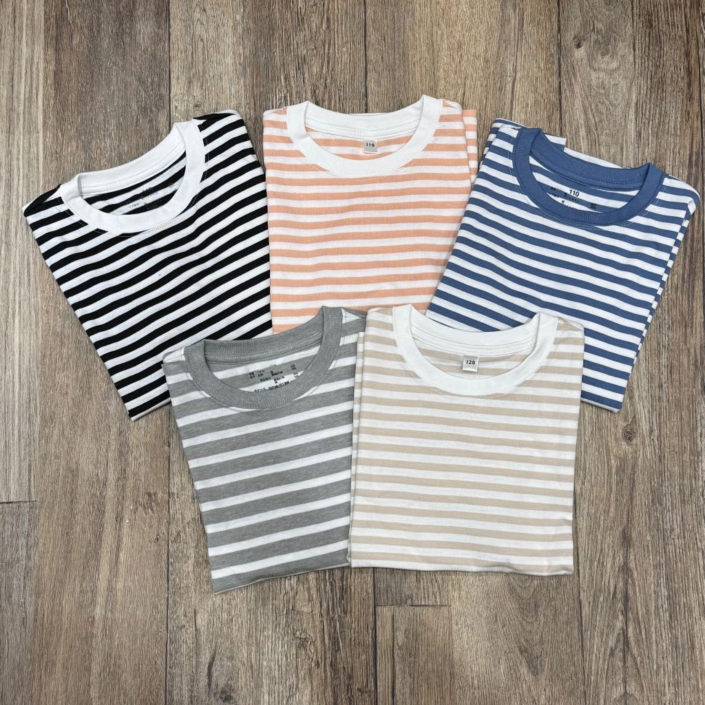 XH25 - Áo cotton Muji cộc tay kẻ nhiều màu cho bé size 110-150