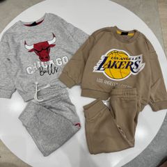Bộ Pri.mark dư xịn Lakers 2 màu ghi/be cho bé trai size 1-4y