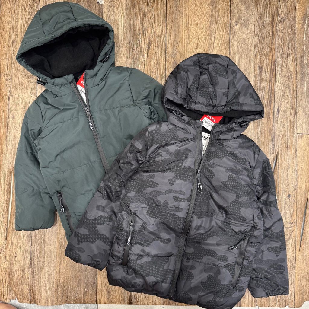 AKBT51 - Áo khoác phao FOX 2 màu rêu/zanzi cho bé trai size 4-18y
