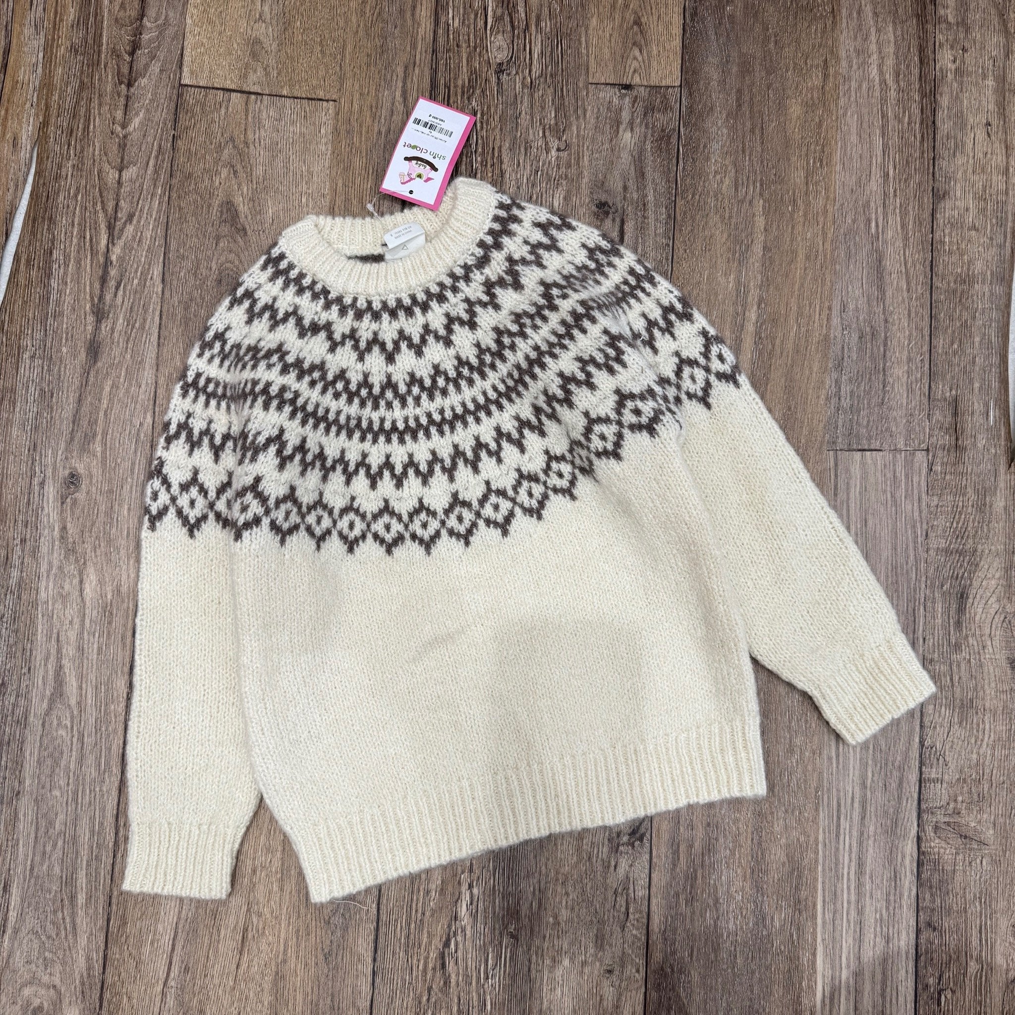 Áo len ZR dư xịn màu kem thổ cẩm cho bé size 2-6y