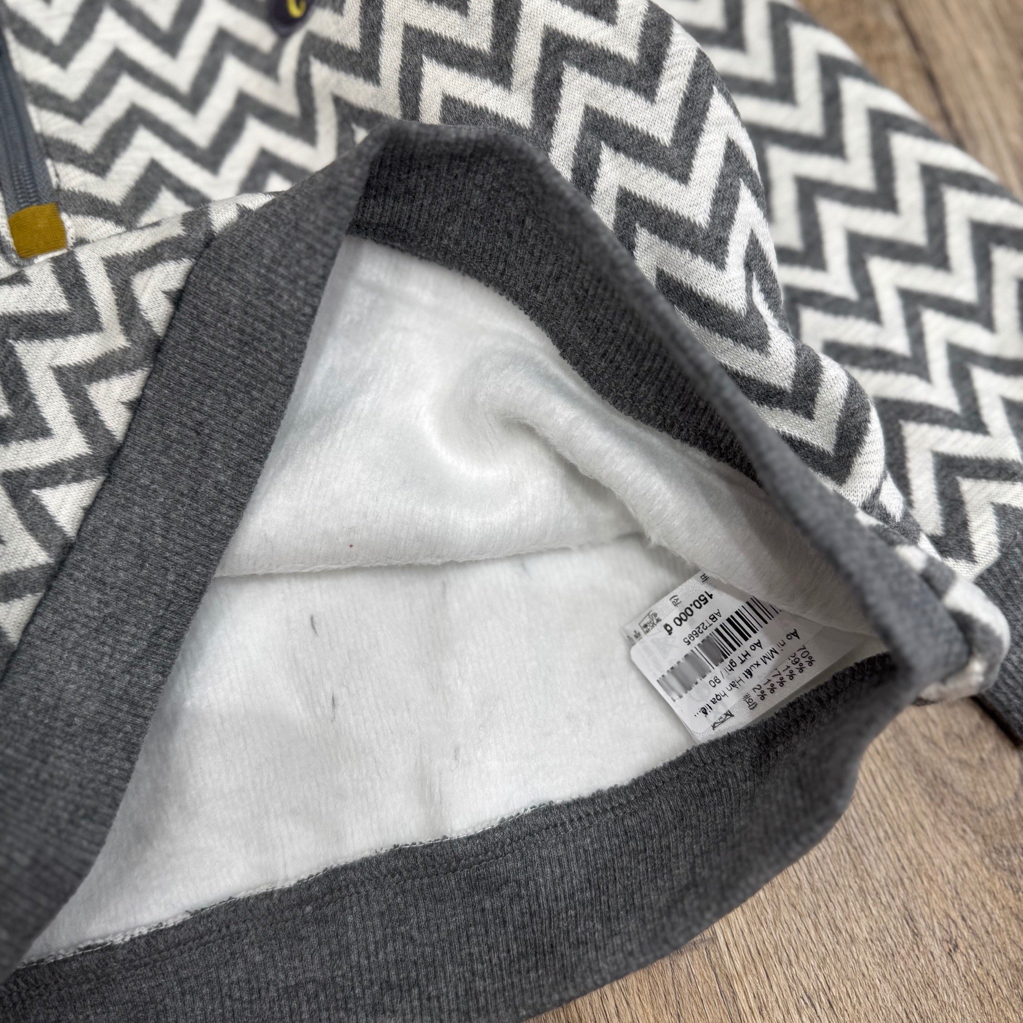 Áo nỉ lót lông MM họa tiết ghi cổ trụ cho bé size 90-120