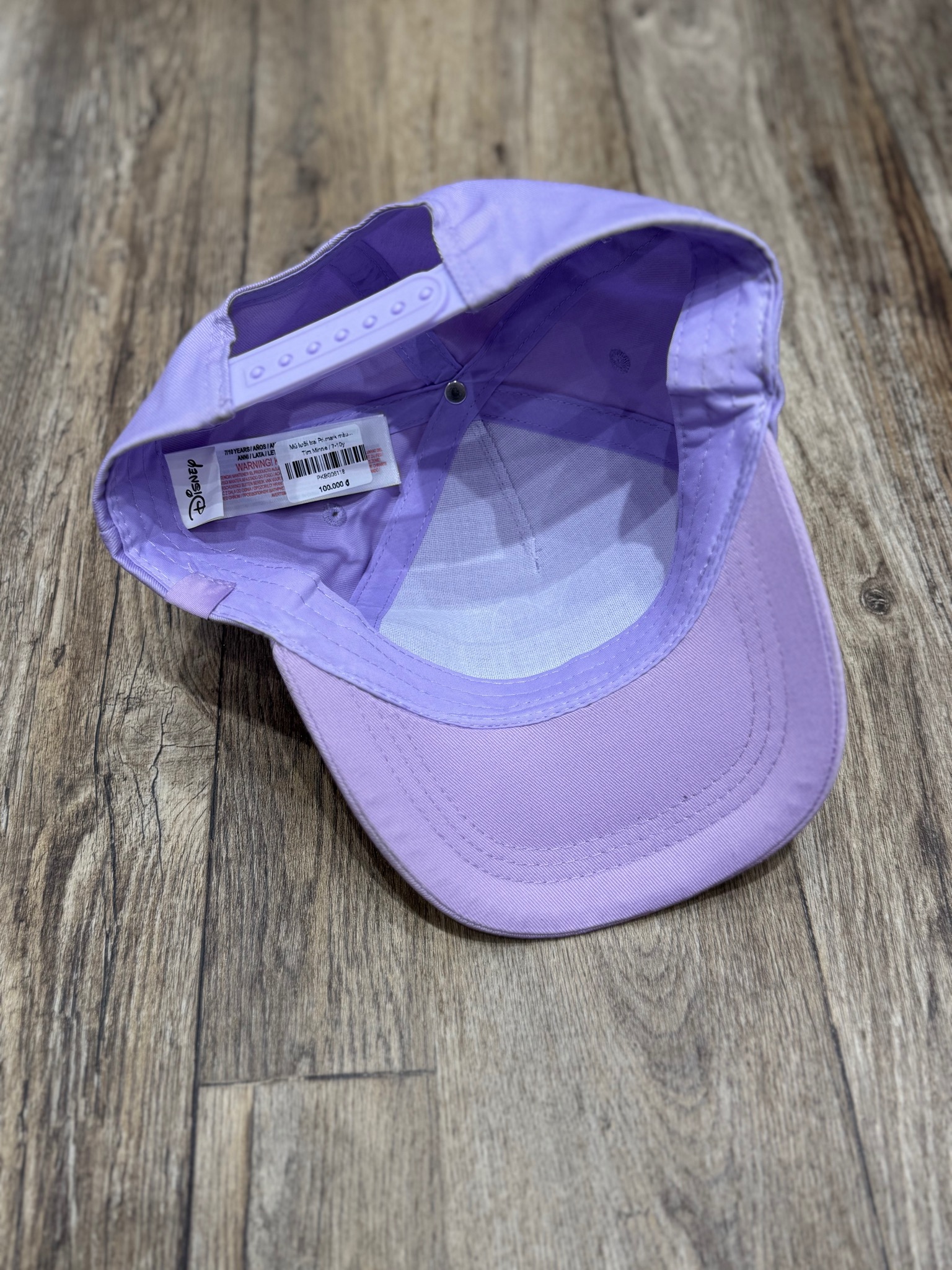 Mũ lưỡi trai Pri.mark màu tím họa tiết Minnie bé gái size 4-10y