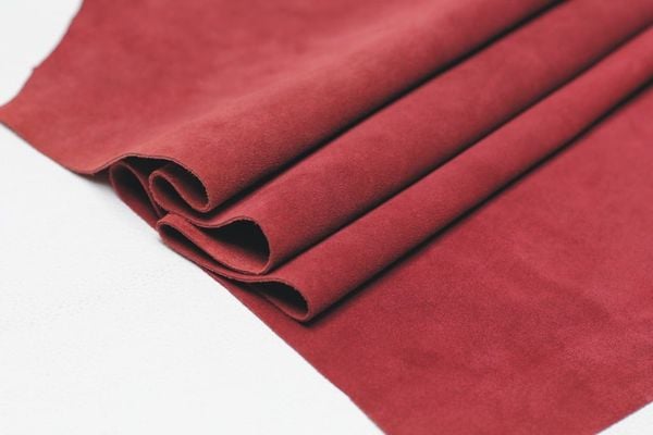 Cow Split Suede Leather - Red Color