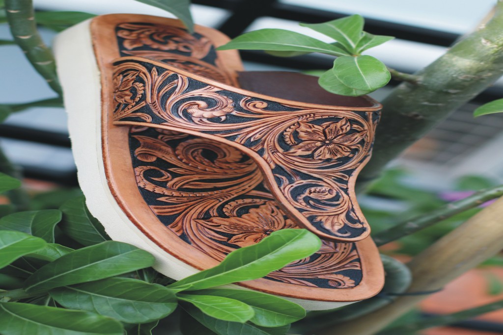 Hand-Carved Leather Flip Flops / Thong Sandals