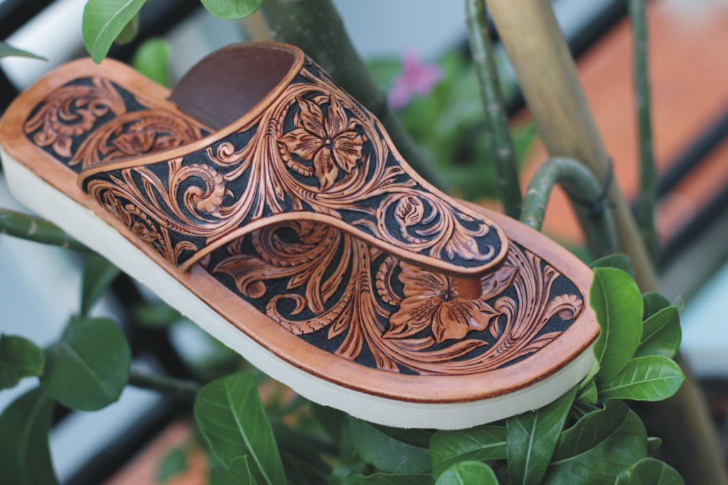 Hand-Carved Leather Flip Flops / Thong Sandals
