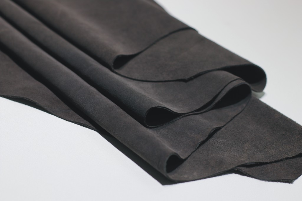 Cow Split Suede Leather - Black Color