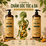  [Mua 1 Tặng 1] Sữa Tắm Thảo Dược Gừng Nghệ 1L Sạch Sâu, Ngăn Ngừa Mụn Trên Da 