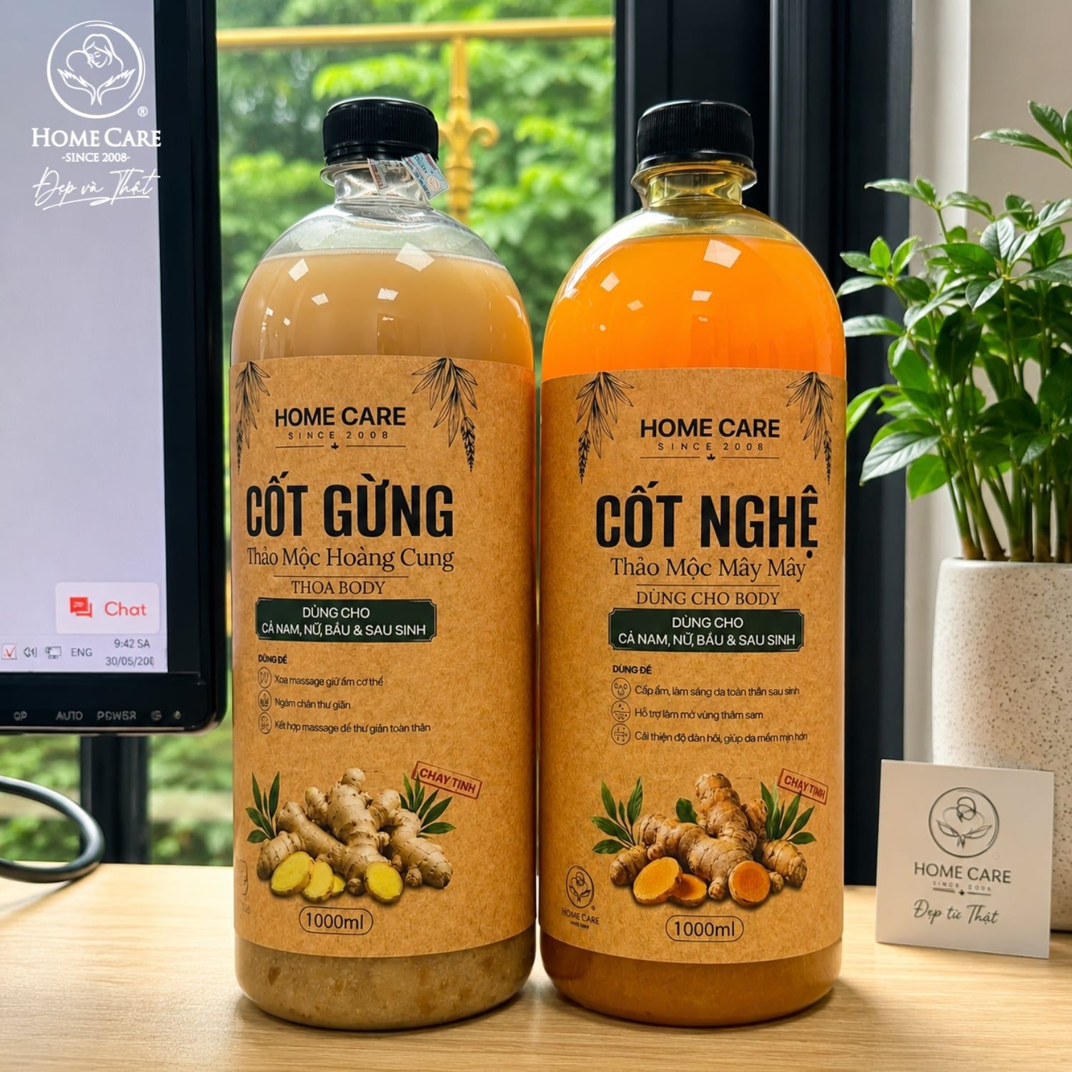  [Mua 1 Tặng 1] Cốt Gừng Tràm Khuynh Diệp Không Bã 500ml - 1L, Pha Tắm Bé, Ngâm Chân, Giữ Ấm Cơ Thể 