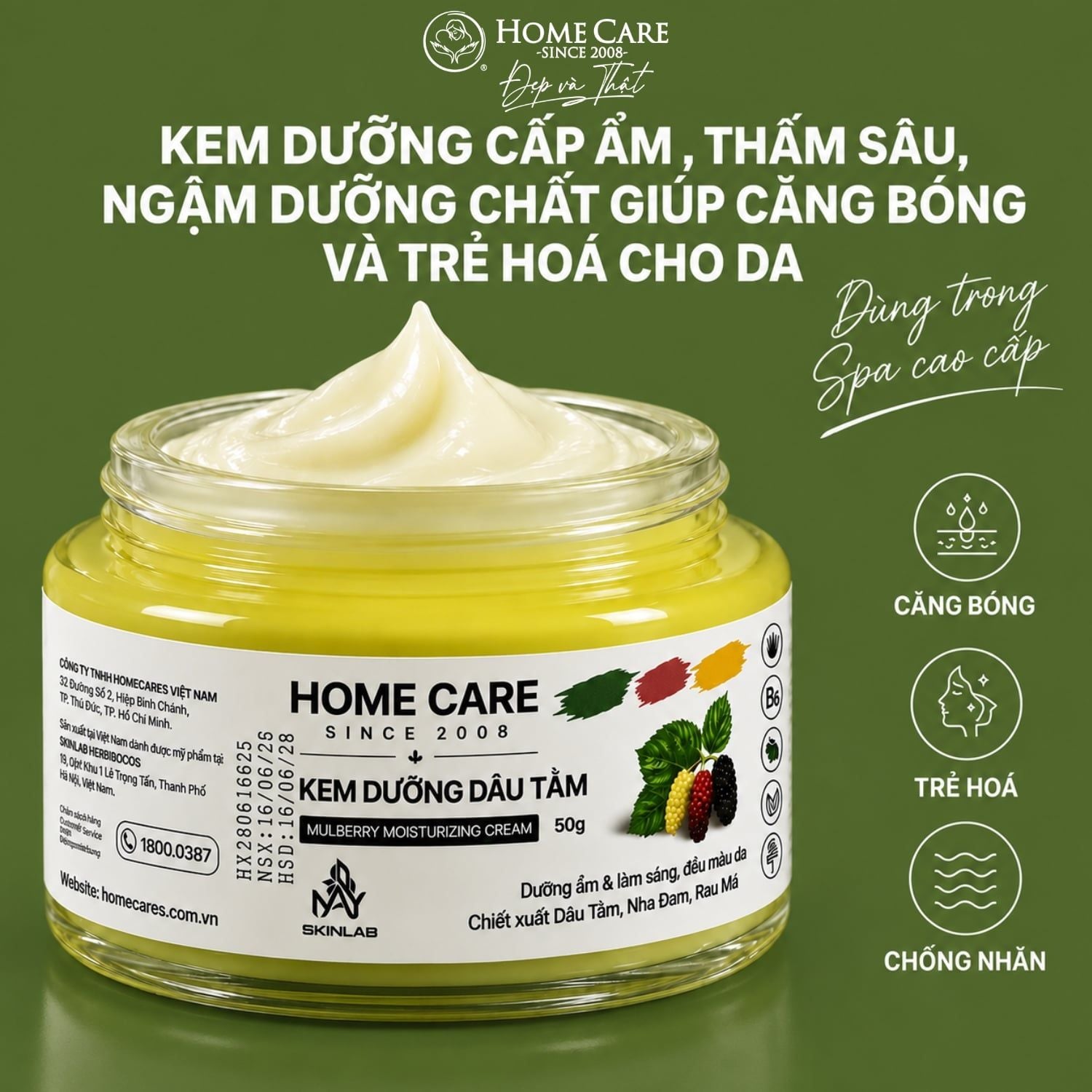  [Mua 1 Tặng 1] Kem Dưỡng Da Làm Sáng, Đều Màu Da Từ Dâu Tằm, Nha Đam, Rau Má 