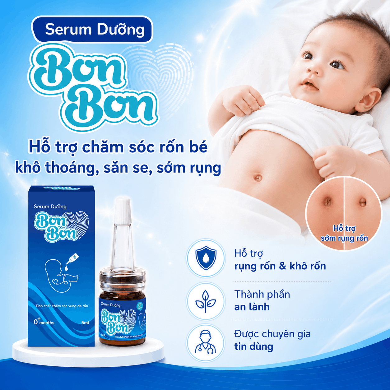  [Mua 1 Tặng 1] Serum Dưỡng Rốn Cho Bé Giúp Rụng Rốn, Khô Rốn, Chống Hăm Rốn 