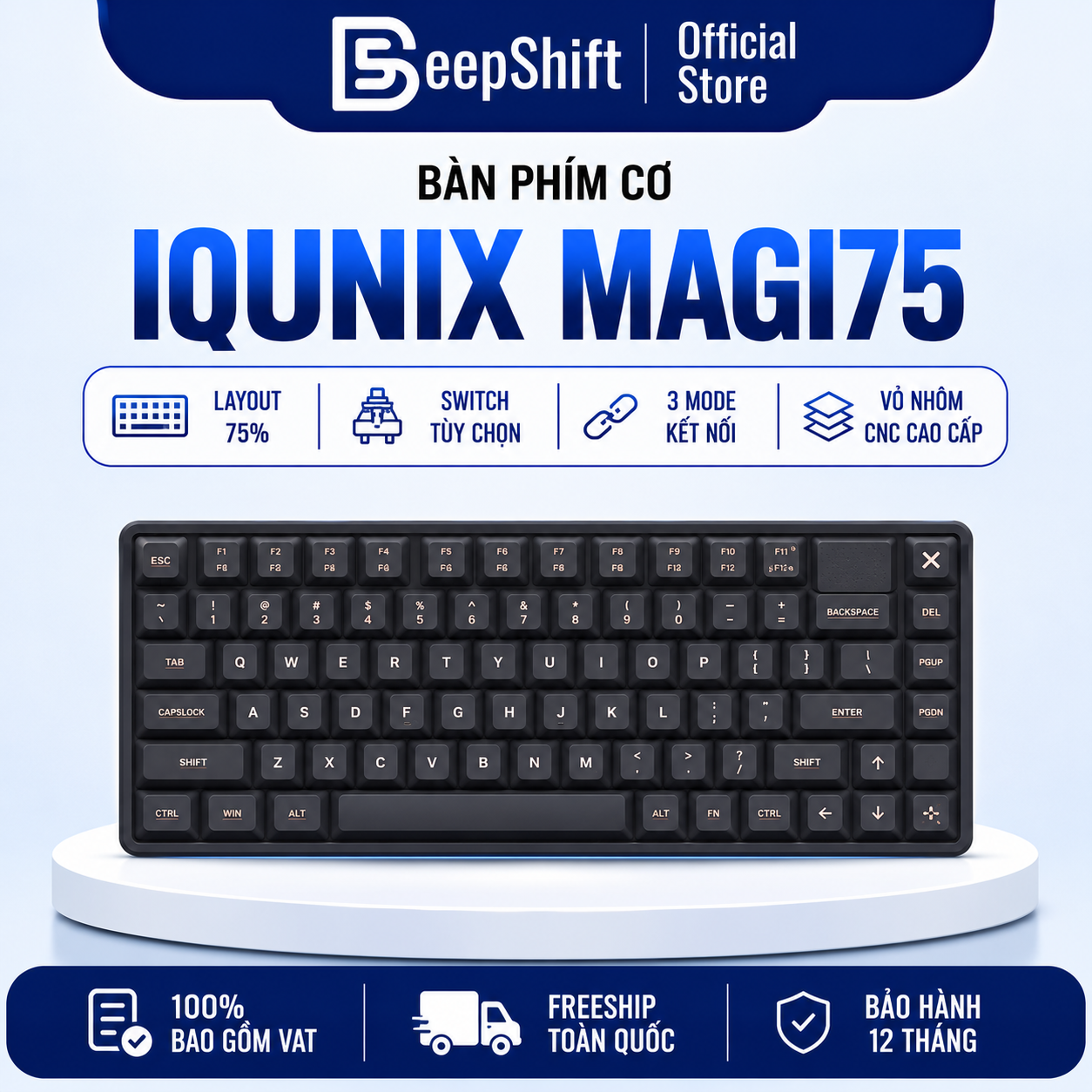 Bàn Phím Cơ IQUNIX Magi75 Low Profile Aluminum mechanical keyboard
