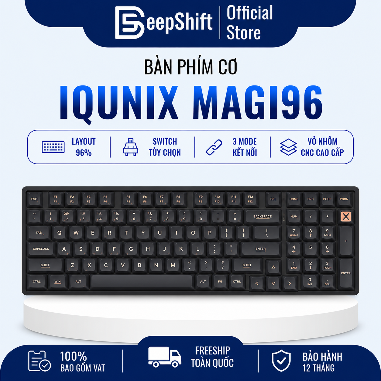 Bàn Phím Cơ IQUNIX Magi96 Low Profile Aluminum mechanical keyboard