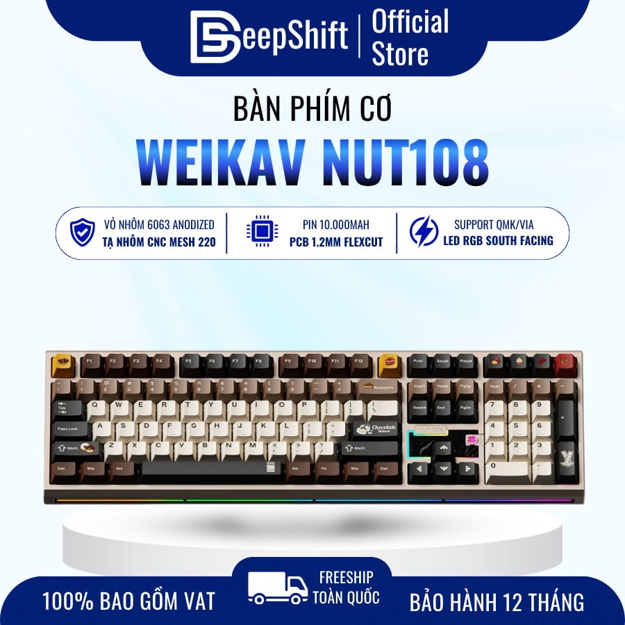Bàn Phím Cơ WEIKAV NUT108 Fullsize mechanical keyboard
