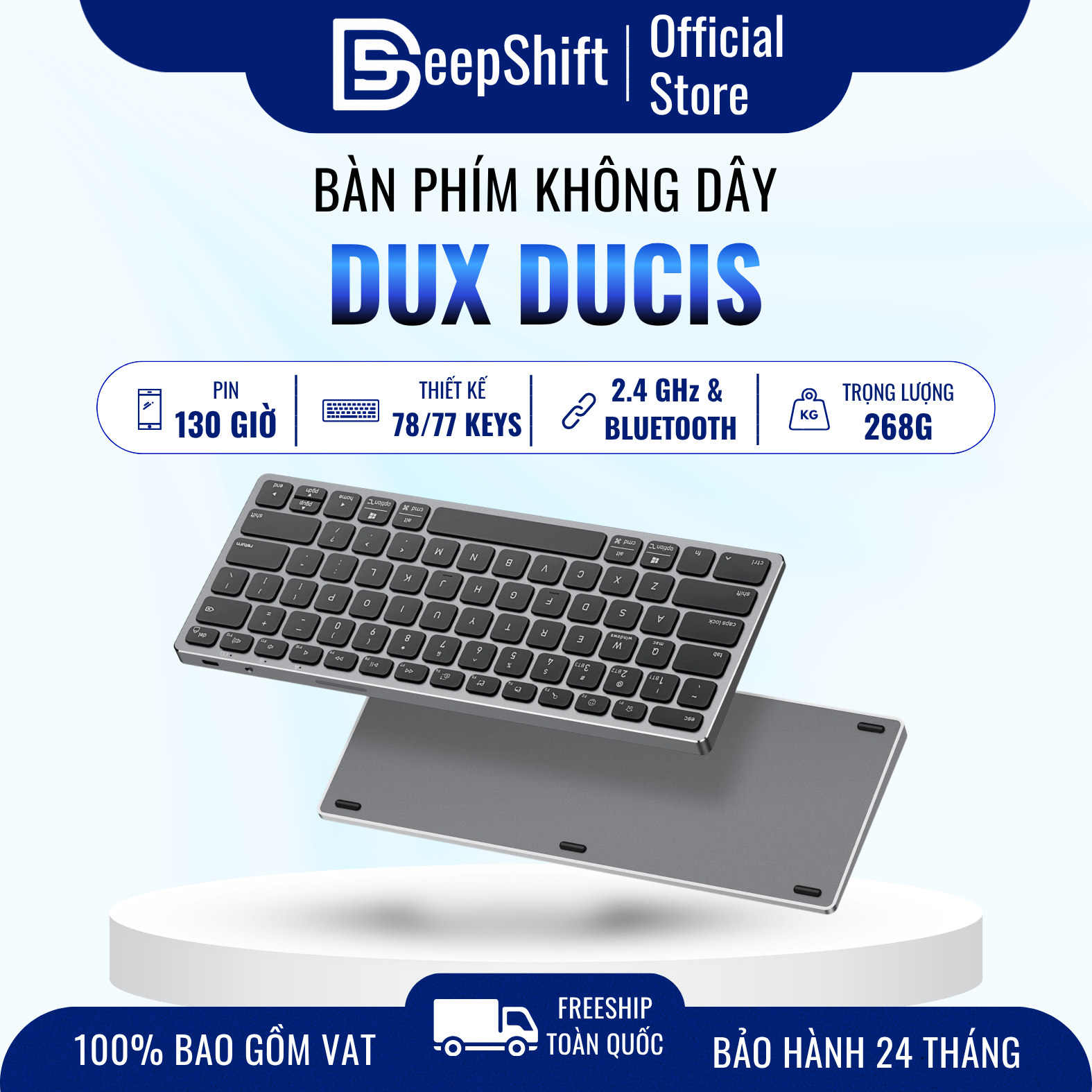 Bàn Phím Bluetooth Dux Ducis LK Mini Series Hợp Kim Nhôm đặt cạnh mechanical keyboard để so sánh