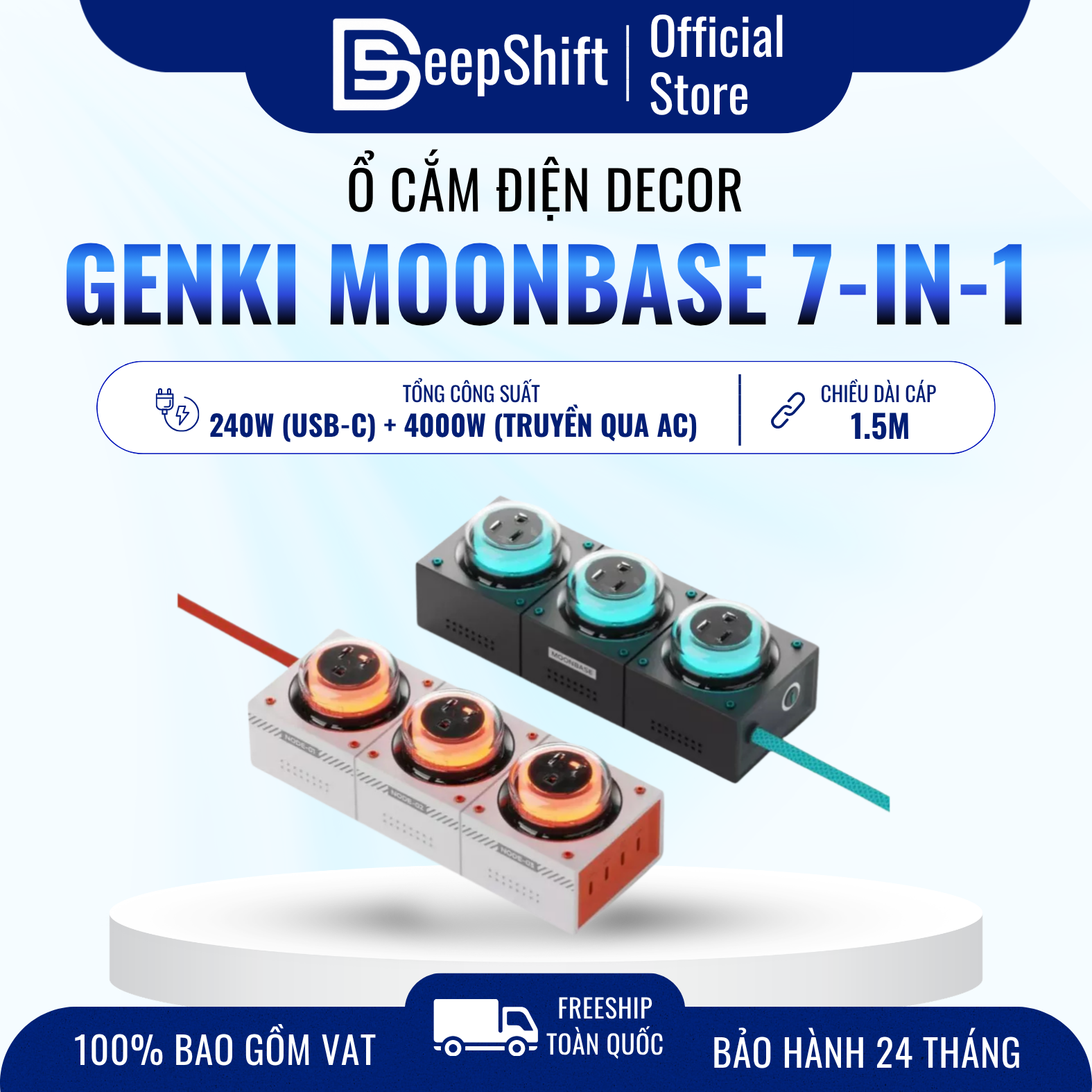 Bộ sạc điện/ ổ cắm đa năng Genki Moonbase GaN 240W charging accessory