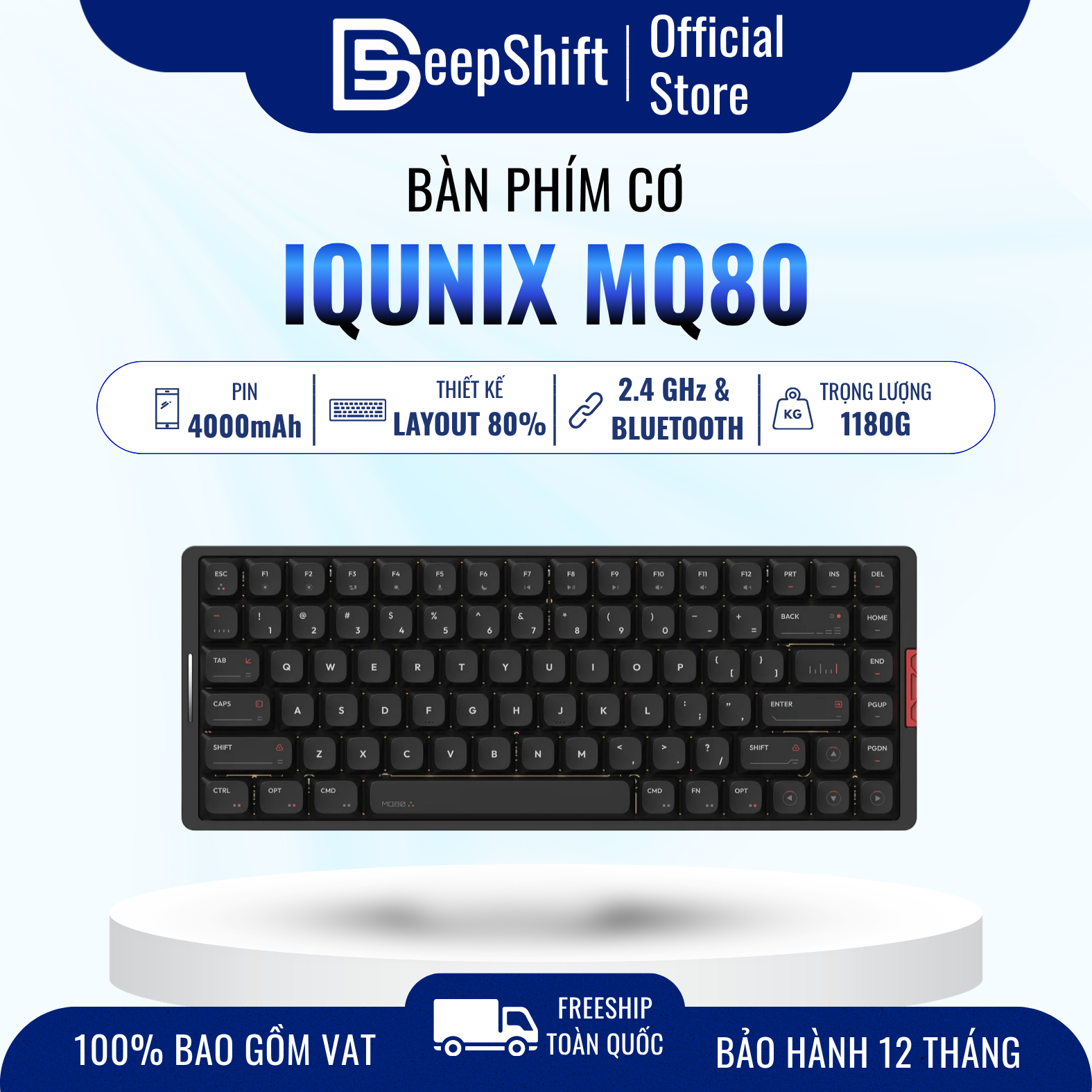 Bàn Phím Cơ IQUNIX MQ80 Low Profile Aluminum mechanical keyboard