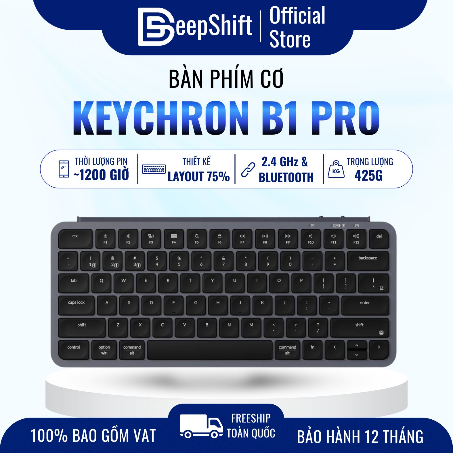 Keychron B1 Pro Ultra-Slim đặt cạnh mechanical keyboard để so sánh