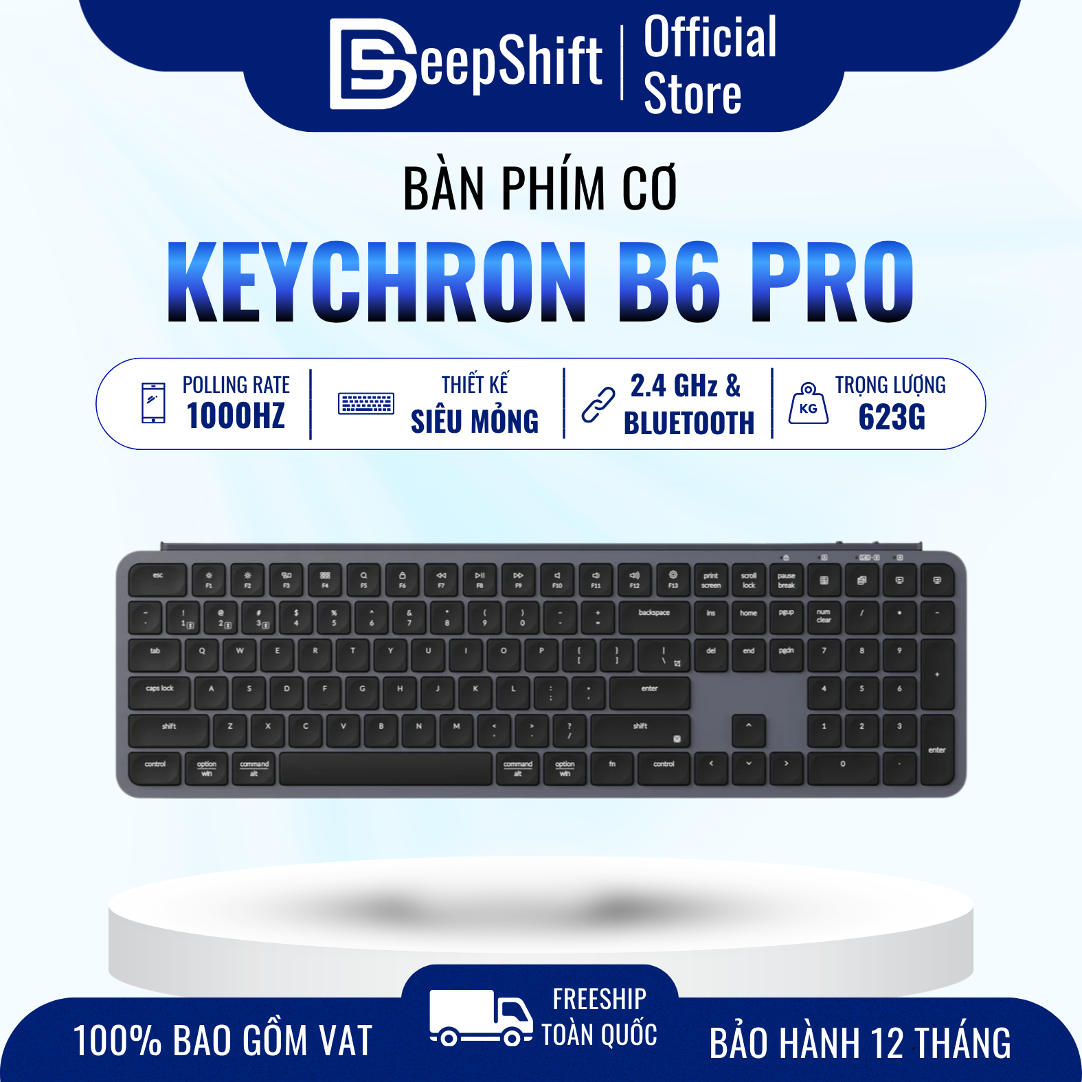 Keychron B6 Pro Ultra-Slim đặt cạnh mechanical keyboard để so sánh