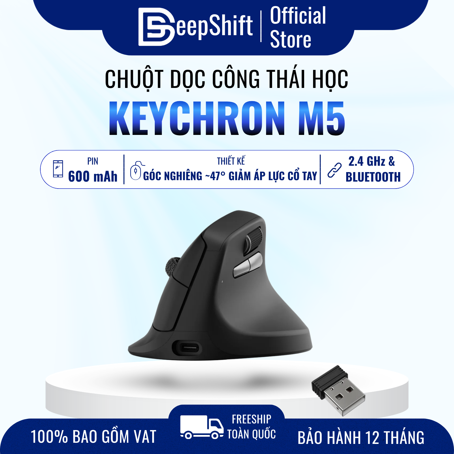 Chuột không dây Keychron M5 Ergonomic wireless mouse