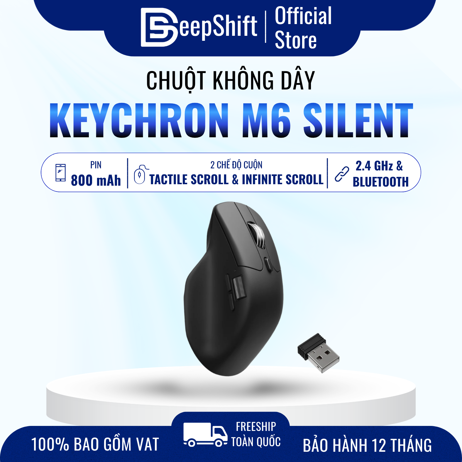 Chuột không dây Keychron M6 Ergonomic Silent wireless mouse