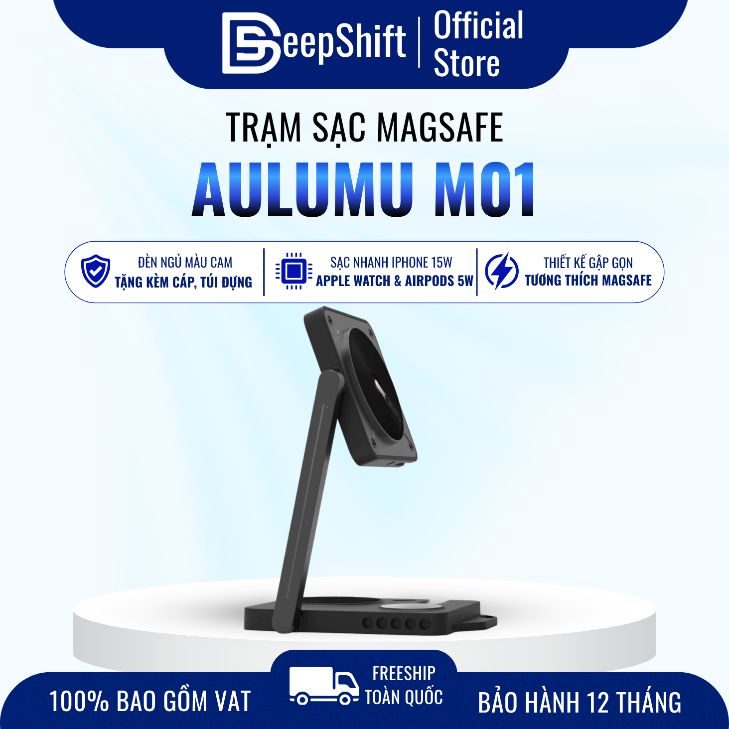 Đế sạc không dây gấp gọn Aulumu M01 4-in-1 charging accessory