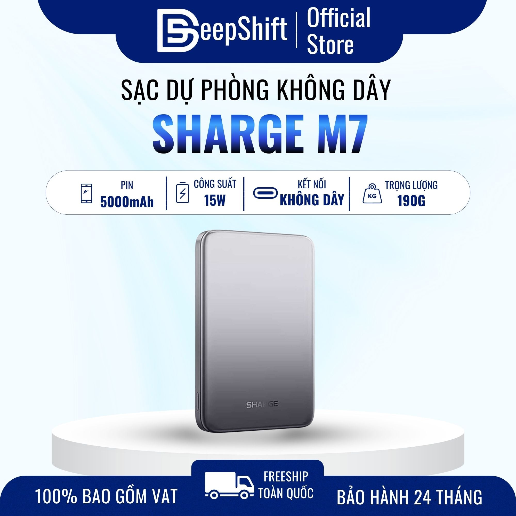 Sạc Dự Phòng Không Dây SHARGE M7 5000mAh Qi2 15W charging accessory