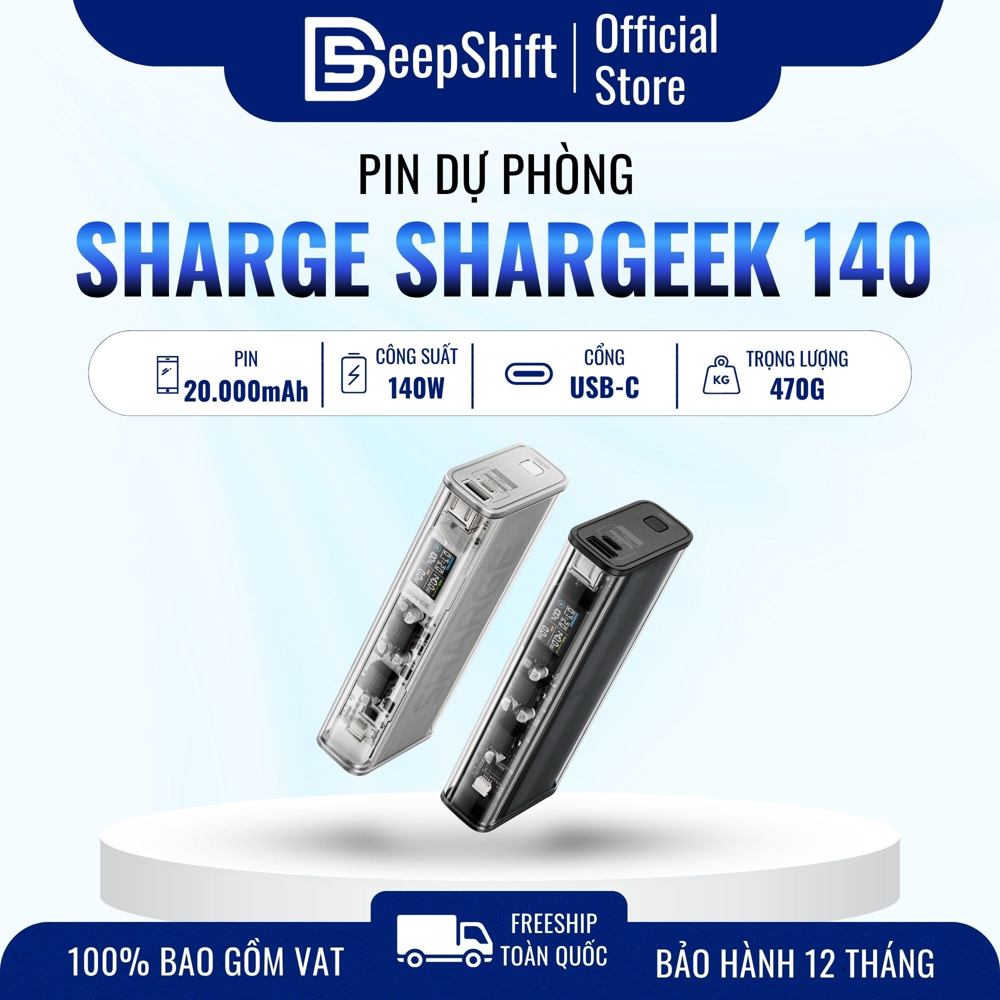 Pin Sạc Dự Phòng Trong Suốt Shargeek 140 20000mAh 140W Slim Gen 2 charging accessory