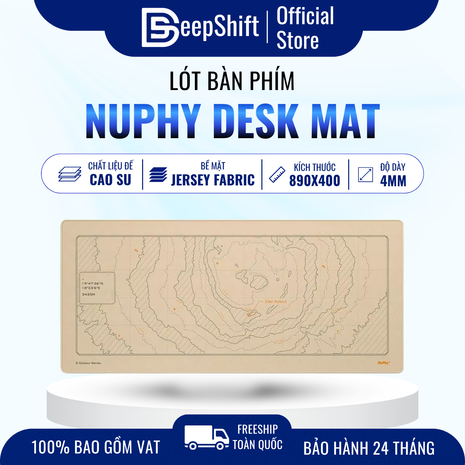 Miếng lót chuột máy tính. Chất liệu chính cao su mặt trên là lớp vải mỏng NuPhy Mouse pad keyboard accessory
