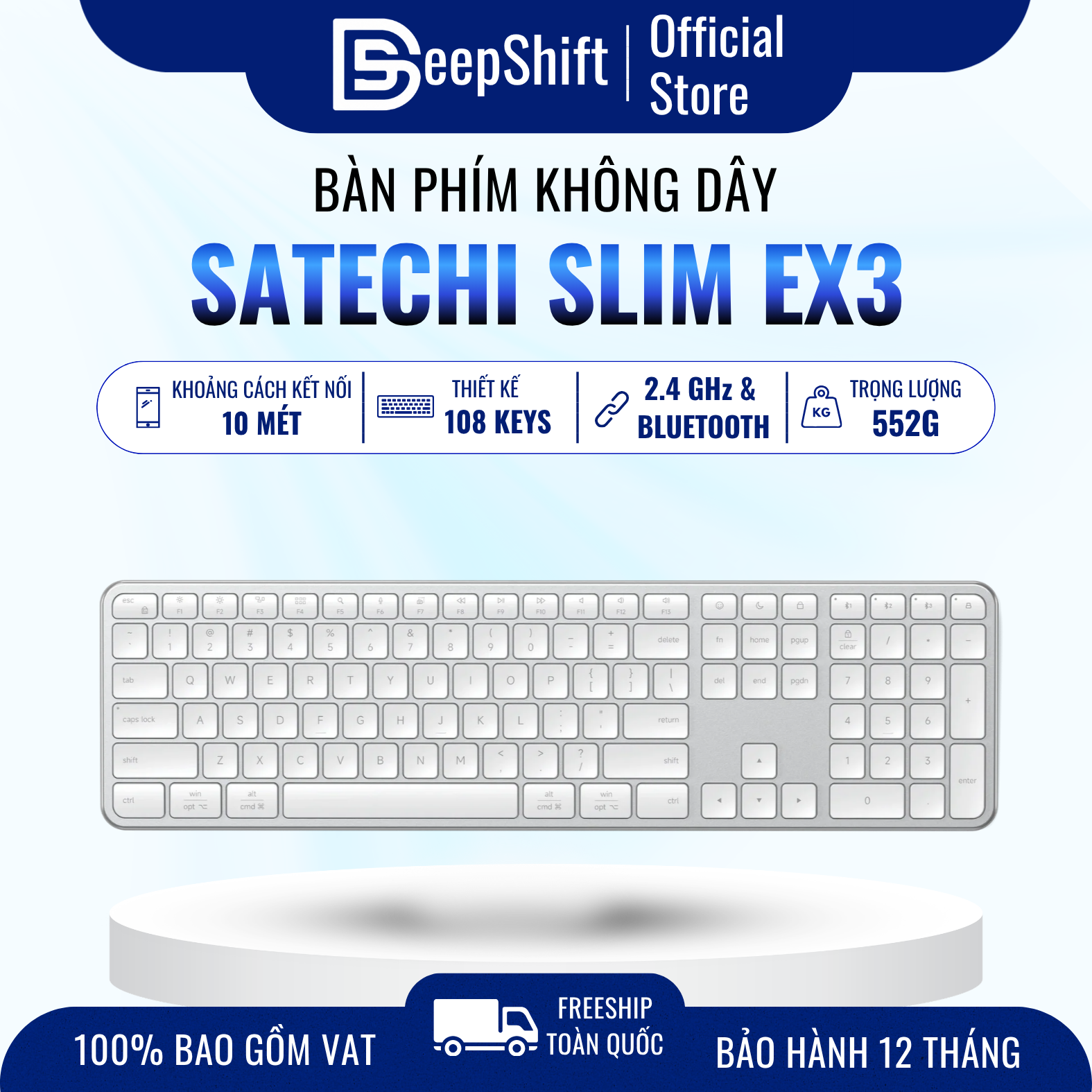 Bàn phím không dây Satechi Slim EX3 đặt cạnh mechanical keyboard để so sánh