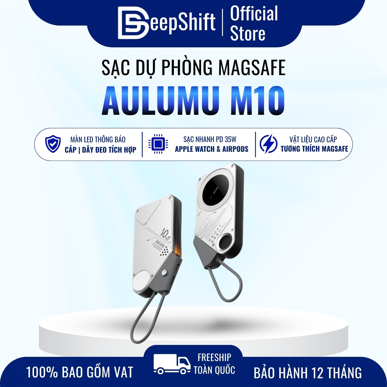 Pin sạc dự phòng Aulumu M10 3-in-1 Multi Wireless charging accessory