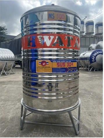 Bồn Nước Inox Hwata 500L Đứng
