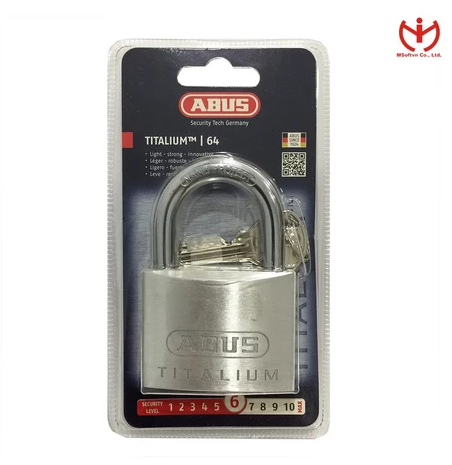  Ổ Khóa ABUS 64TI/60 thân TITALIUM rộng 60mm chìa răng cưa - MSOFT 