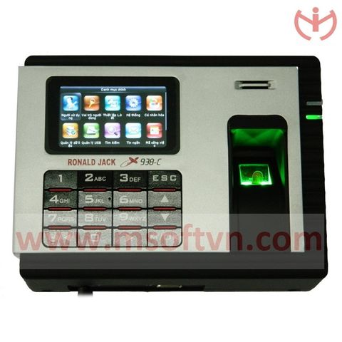  Máy Chấm Công Vân Tay Ronald Jack X938-C 3000 Vân Tay Mẫu - Có Pin - Chấm Công Qua Web - MSOFT 