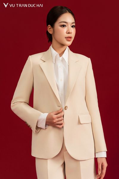 Blazer dáng suông ve nhỏ 1 khuy BLO2605
