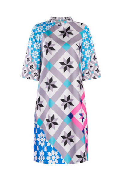 Áo dài Hoa Sao Trên Nền Gạch ADCachtan0902