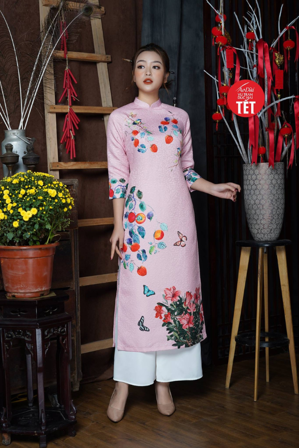 Áo dài Phấn Hoa Xuân Sắc ADTet0905
