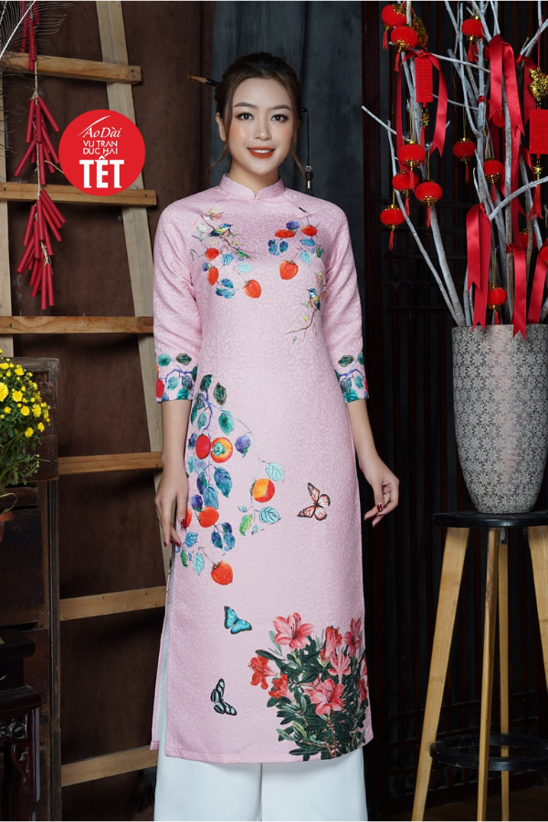 Áo dài Phấn Hoa Xuân Sắc ADTet0905