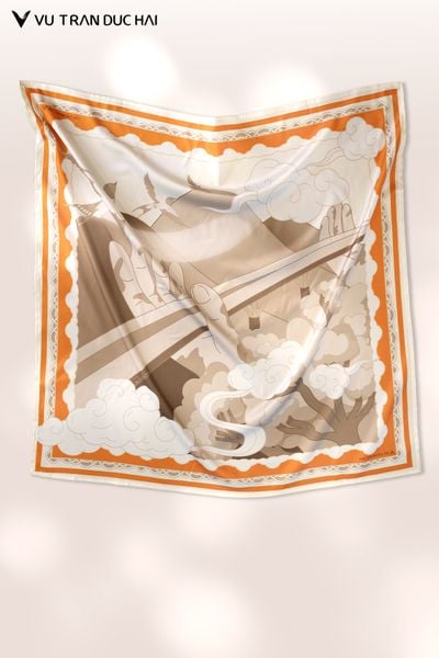 Khăn lụa vuông Cầu Vàng Đà Nẵng SCO2602