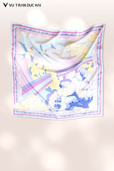 Khăn lụa vuông Cầu Vàng Đà Nẵng SCO2602
