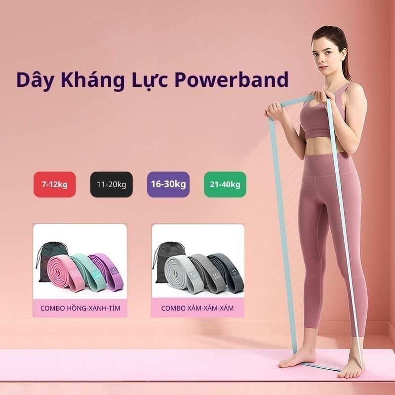 Dây Kháng Lực toàn thân REXO KL1625 Powerband dáng dài - Dây tập gym đa năng, phù hợp với nhiều bài tập khác nhau