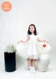  Đầm Bé Gái  Tamiuy Tùng Xoè 360 Độ ,Váy Dự Tiệc Trắng Kem Thiết Kế Tiểu Thư 